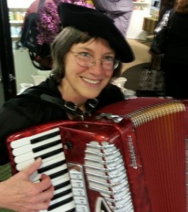 French accordion music at trade show hospitality suite: America's Mart.